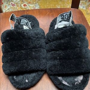 UGG Black Fuzzy Slide Sandals